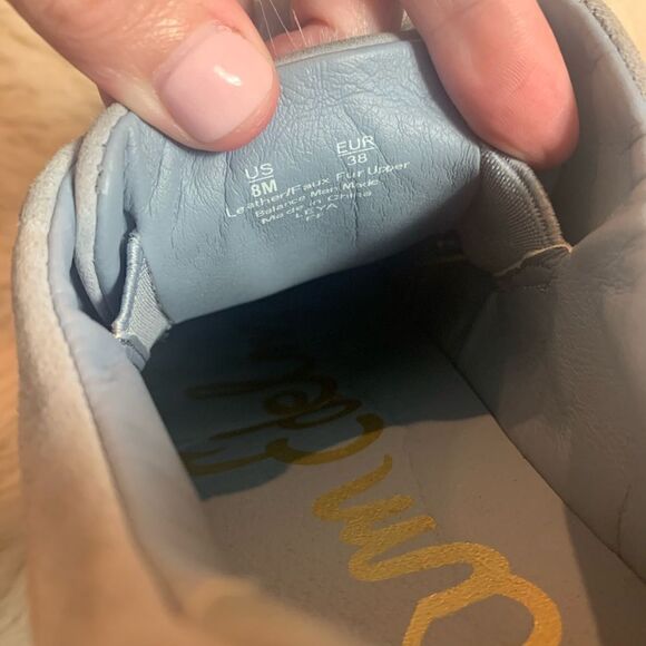 Anthropologie Sam Edelman Leya Fur Sneaker Dusty Blue Suede size 8 - Picture 4 of 9